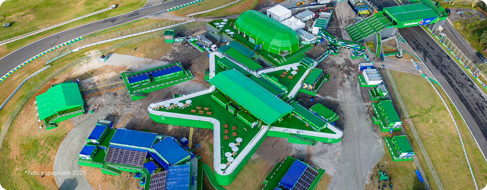 Vista aérea do Heineken Village em Interlagos